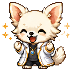 AI生成のドット絵キャラクター（喜んでいるポーズ）