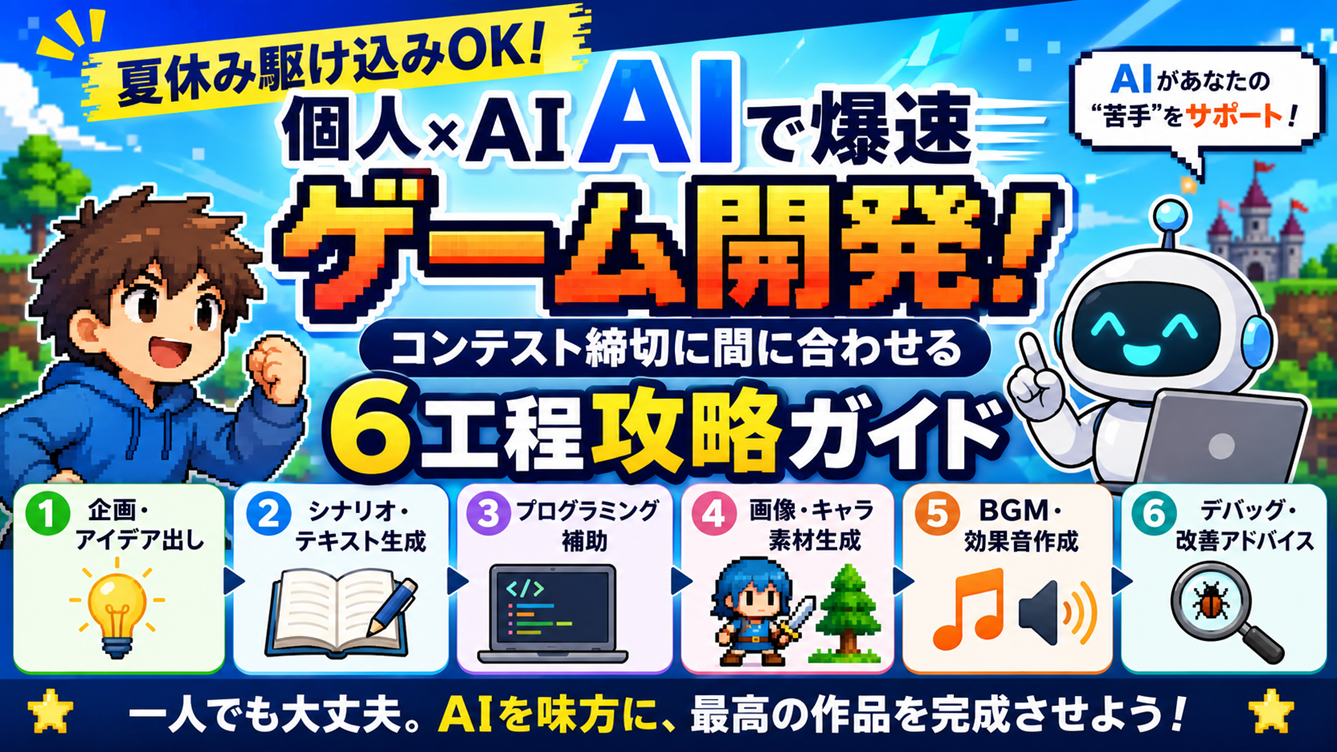 【夏休み駆け込みOK】個人×AIで爆速ゲーム開発！コンテスト締切に間に合わせる6工程攻略ガイド