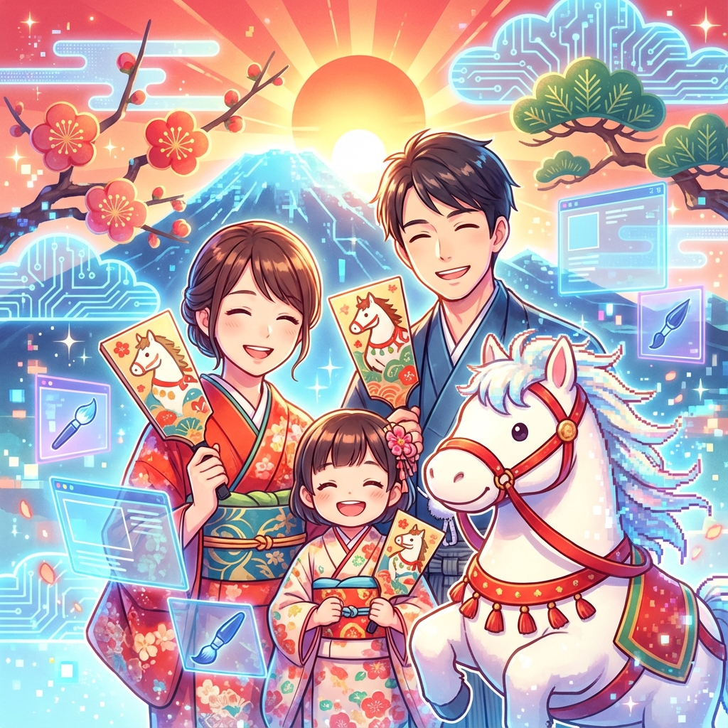 【2026年午年】Gemini × Canvaで最速！家族写真もアニメ化して「AI年賀状」を作ろう